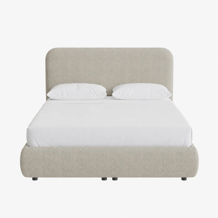 LINE Lit double en tissu beige avec coffre 180x200 cm