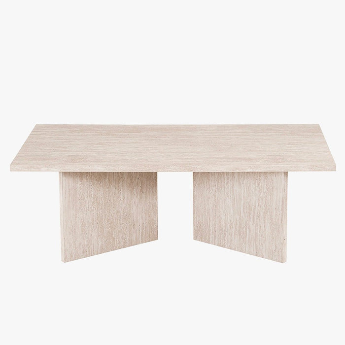 LITAR Table basse rectangulaire couleur travertin beige 125 cm