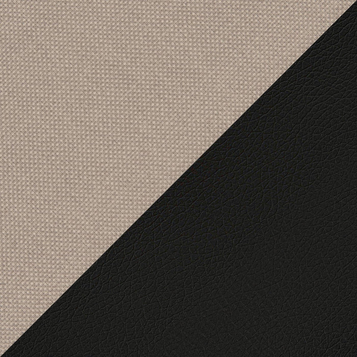 LOHAN Canapé d’angle convertible coffre de rangement en tissu beige et simili noir – Angle Droit