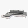 LOHAN Canapé d'angle convertible coffre de rangement gris et blanc - Angle Gauche
