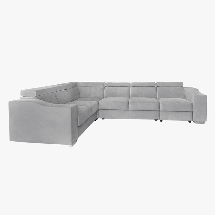 LUCKY Canapé d’angle convertible réversible en tissu velours gris clair