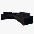 LUCKY Canapé d’angle convertible réversible en tissu velours noir