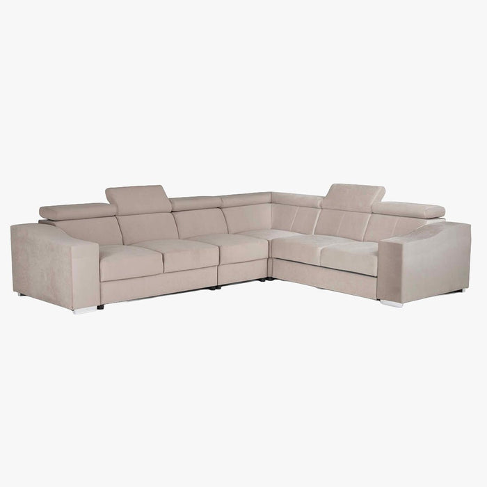 LUCKY Canapé d’angle convertible réversible en velours beige