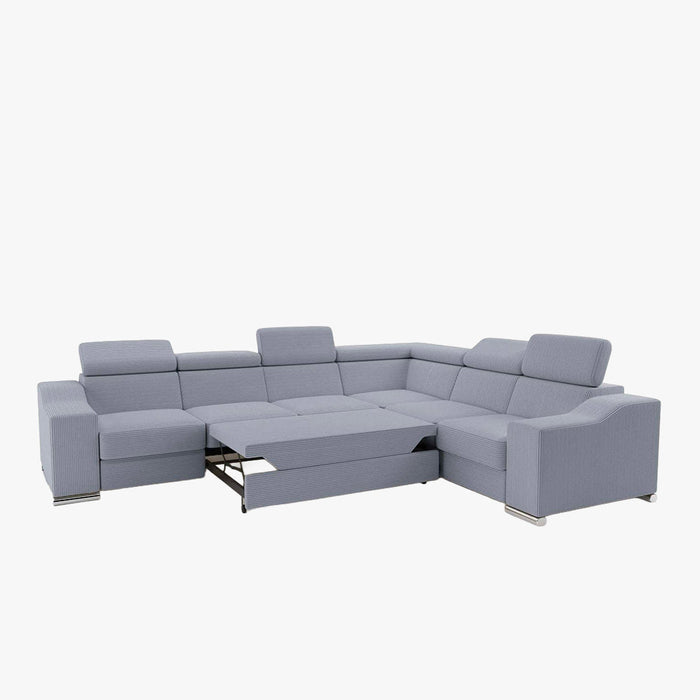 LUCKY COTELÉ Canapé d’angle convertible réversible en velours côtelé gris clair