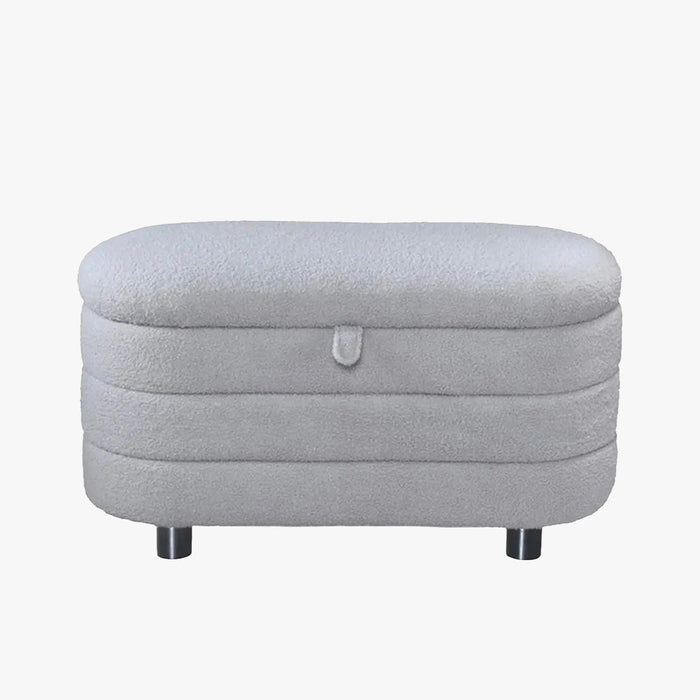 LUCY Banquette coffre en tissu effet peau de mouton gris