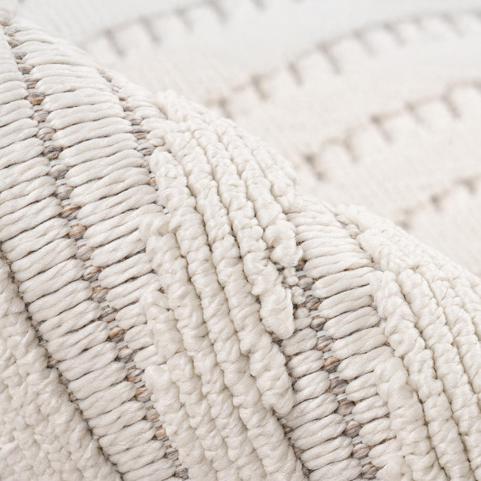 LUXOR 2 Tapis tissé à franges blanc écru - 160x230 cm