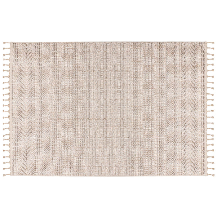 LUXOR Tapis tissé à franges beige - 160x230 cm