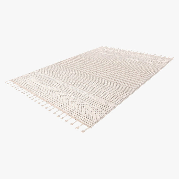 LUXOR Tapis tissé à franges écru - 160x230 cm