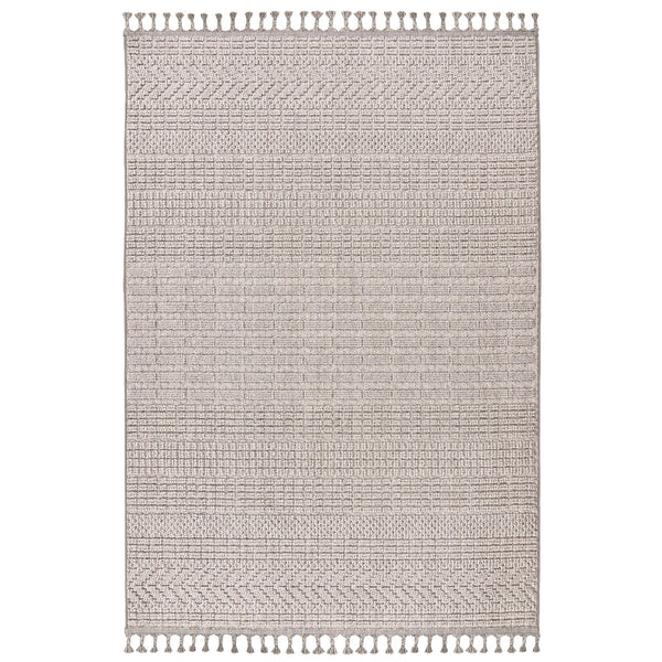 LUXOR Tapis tissé à franges taupe - 160x230 cm