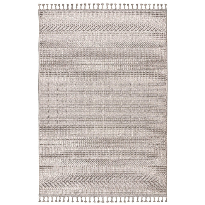 LUXOR Tapis tissé à franges taupe - 160x230 cm