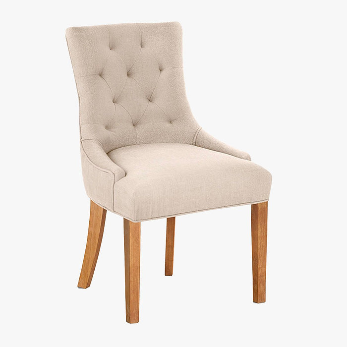 LYZA Lot de 2 chaises en tissu beige piètement bois