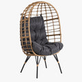 MADISON Fauteuil de jardin couleur bois et gris foncé pieds en métal noir