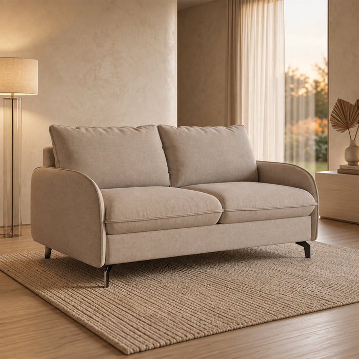 MARTINE Canapé 3 places convertible en tissu taupe matelas 14 cm – Canapés convertibles Mobilier Deco