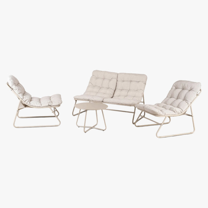 MEGARA Ensemble de mobilier de jardin 4 places avec table en métal beige