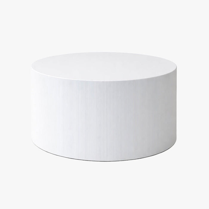 MELIA Table basse ronde en marbre d'ingénierie blanc D70 cm