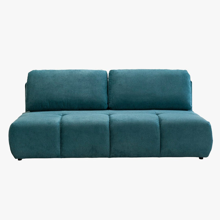 MELVA Canapé 3 places convertible avec coffre en tissu bleu