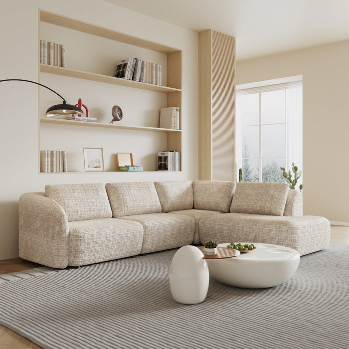MERYA Canapé d'angle modulable en tissu beige - Angle droit