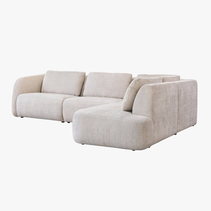 MERYA Canapé d'angle modulable en tissu beige - Angle droit