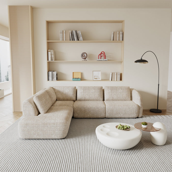 MERYA Canapé d'angle modulable en tissu beige - Angle gauche