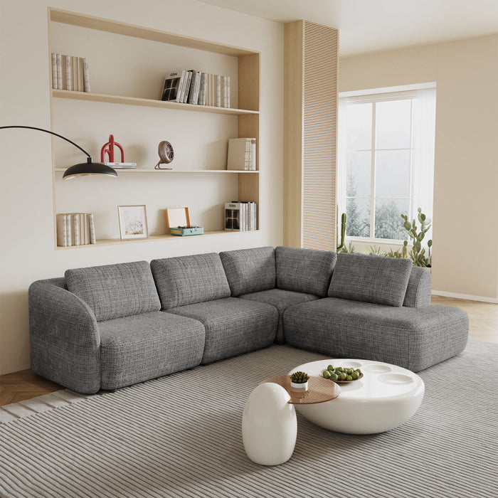 MERYA Canapé d'angle modulable en tissu gris - Angle droit