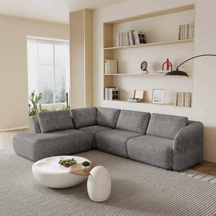 MERYA Canapé d'angle modulable en tissu gris - Angle gauche