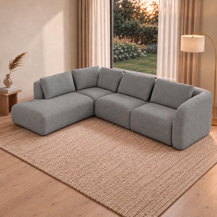 MERYA Canapé d'angle modulable en tissu gris - Angle gauche