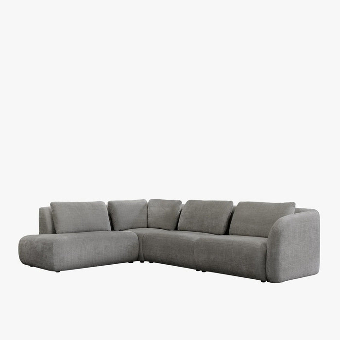 MERYA Canapé d'angle modulable en tissu gris - Angle gauche