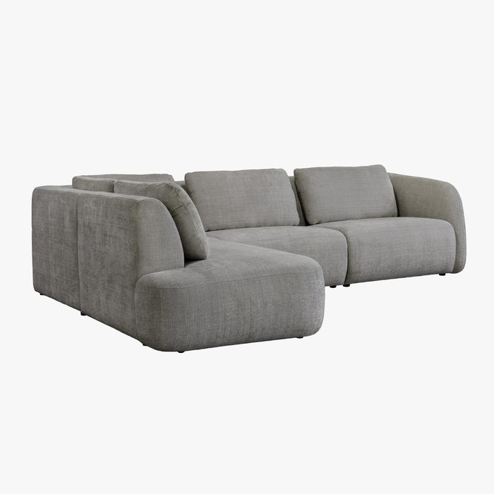MERYA Canapé d'angle modulable en tissu gris - Angle gauche