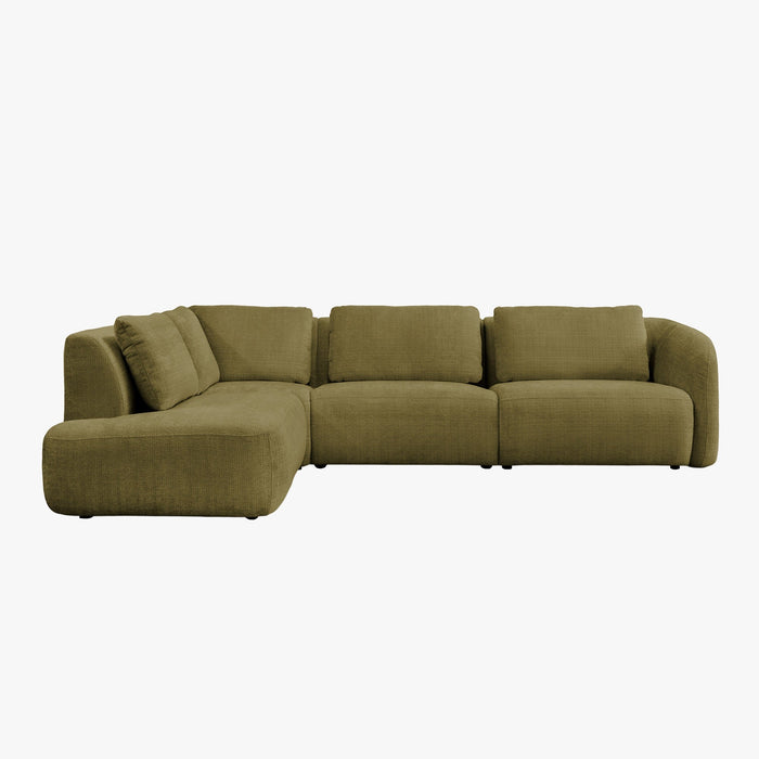 MERYA Canapé d'angle modulable en tissu vert olive - Angle gauche