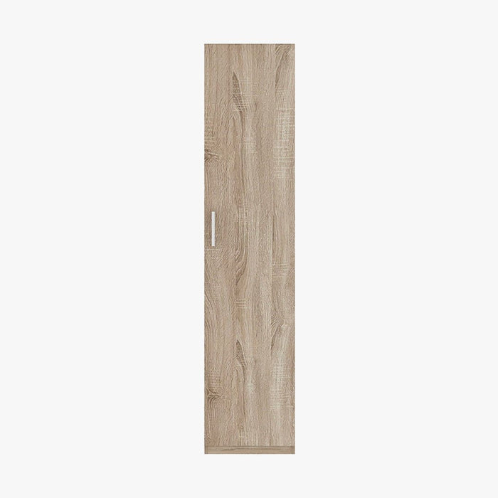 MIKE Armoire 1 porte 4 étagères couleur chêne clair