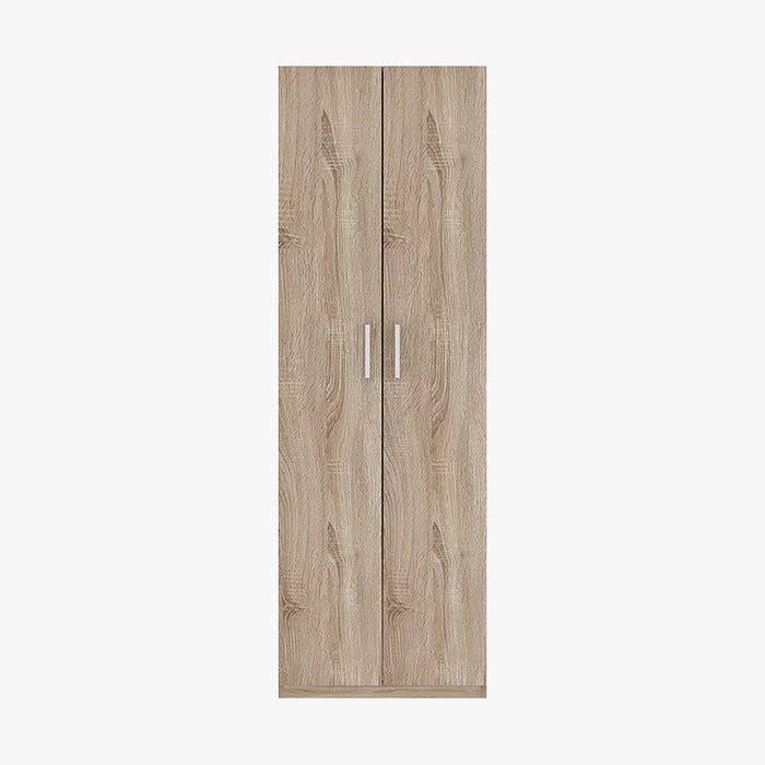 MIKE Armoire 2 portes 4 étagères couleur chêne clair