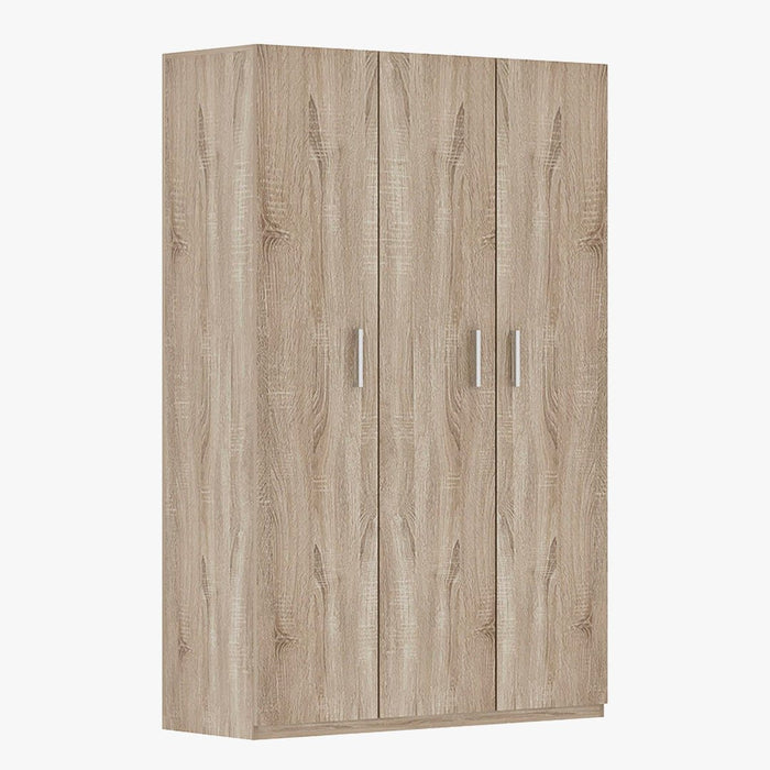 MIKE XL Armoire 3 portes 8 étagères couleur chêne clair