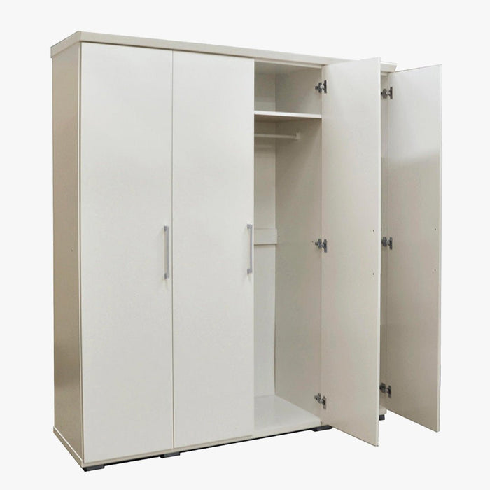 MIKE XXL Armoire 4 portes 7 étagères et penderie blanc