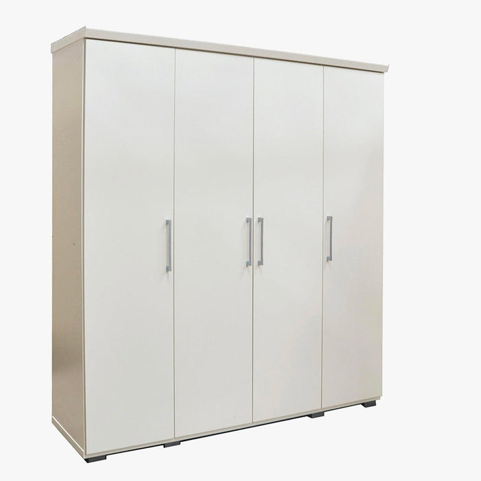 MIKE XXL Armoire 4 portes 7 étagères et penderie blanc