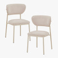 MILA Lot de 2 chaises en tissu beige piètement en métal beige