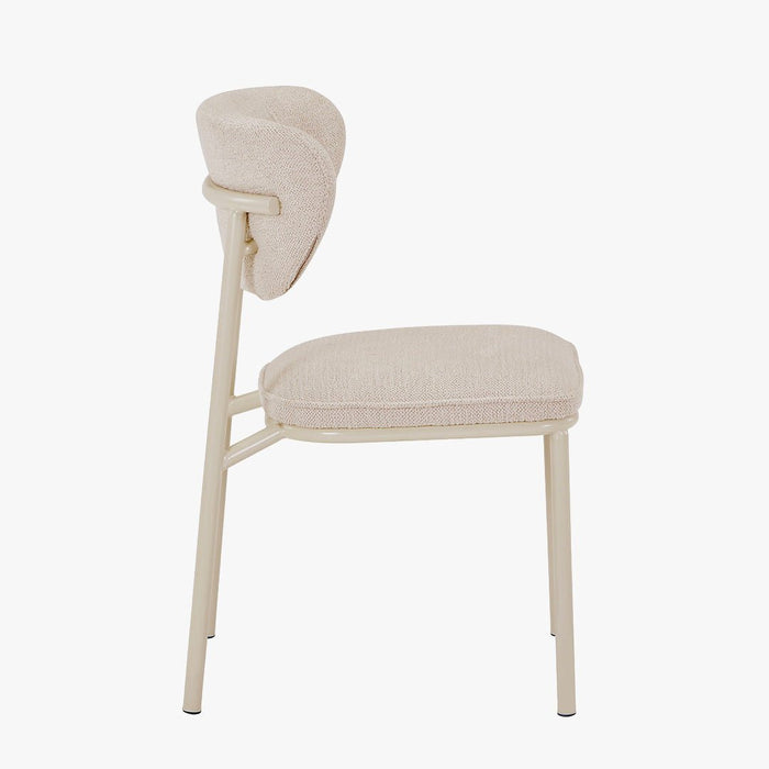 MILA Lot de 2 chaises en tissu beige piètement en métal beige