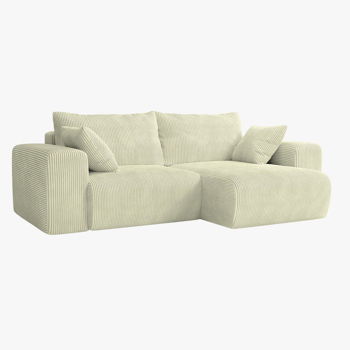 MILEA Canapé d'angle convertible et réversible en velours côtelé beige