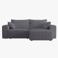 MILEA Canapé d'angle convertible et réversible en velours côtelé gris foncé