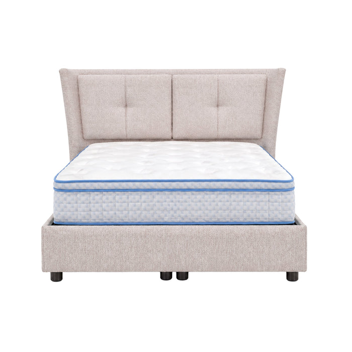 MILIA Lit coffre en tissu beige 180x200 cm