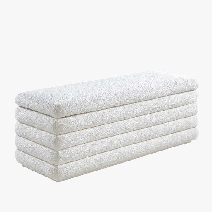 MILLO Banquette coffre effet peau de mouton blanc écru