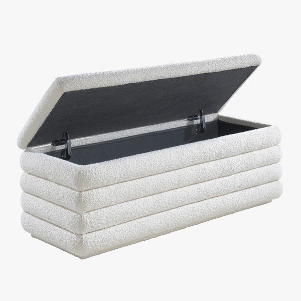 MILLO Banquette coffre effet peau de mouton blanc écru