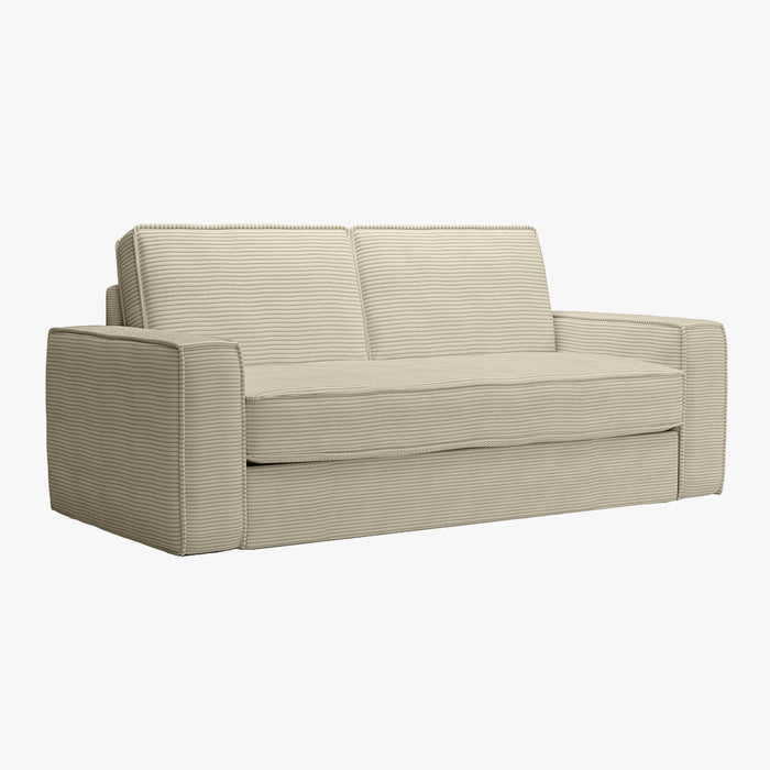 MINDY Canapé 3 places convertible velours côtelé beige matelas 14 cm