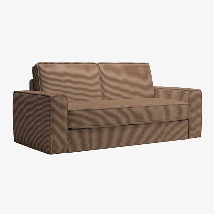 MINDY Canapé 3 places convertible velours côtelé taupe matelas 14 cm