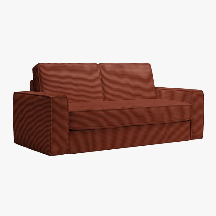 MINDY Canapé 3 places convertible velours côtelé terracotta matelas 14 cm