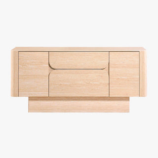 MIRA Buffet enfilade 2 portes 2 tiroirs marbre d'ingénierie couleur travertin