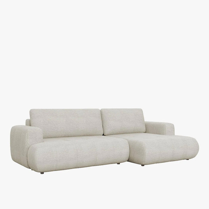 MIREL Canapé d'angle convertible en tissu écru - Angle droit