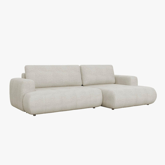 MIREL Canapé d'angle convertible en tissu écru - Angle droit