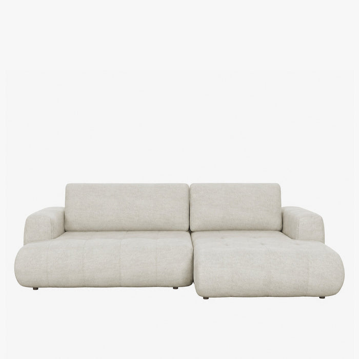 MIREL Canapé d'angle convertible en tissu écru - Angle droit