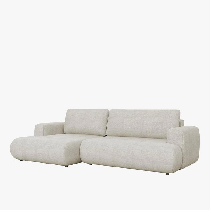 MIREL Canapé d'angle convertible en tissu écru - Angle gauche
