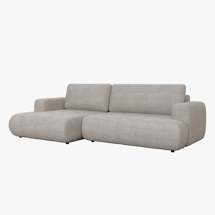 MIREL Canapé d'angle convertible en tissu taupe - Angle gauche